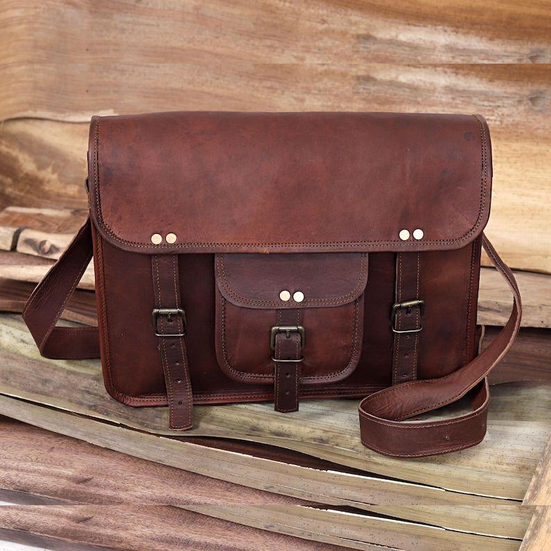 Leather Messenger Bag Satchel Shoulder Bag for Men and Women Office Laptop Bag Personalized Gift for Him Travel Bag Crossbody Bag