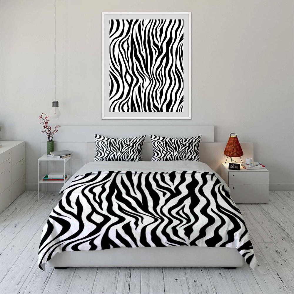 Zebra Stripe Print Bedding Set Bedding set (1 duvet cover, 2 pillowcases, duvet not included)
