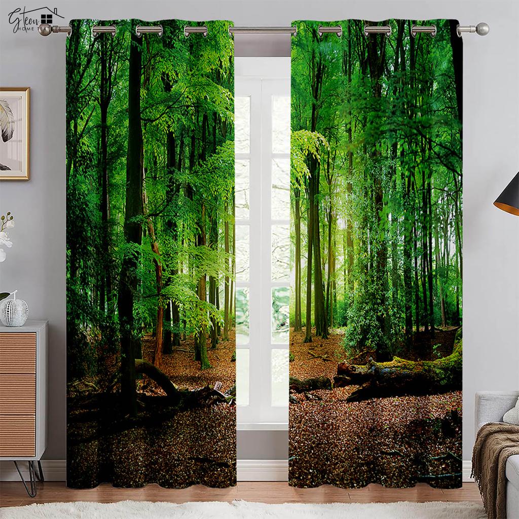 Высококачественные шторы с 3D-печатью из растений, кедровые кленовые листья, свежие и натуральные, скандинавские пасторальные, затемняющие, теплоизоляционные шторы