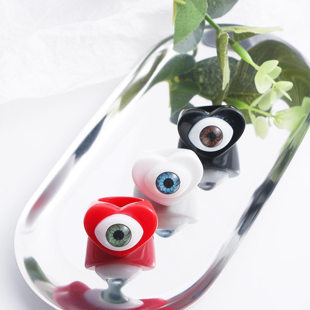 Korean Goth Style Candy Color Women Cartoon Finger Ring Demon Eye Ring Jewelry Gifts Resin Ring