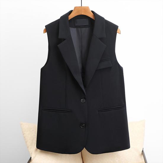 Женский жилет без рукавов с двумя пуговицами в стиле вестерн, приталенный кардиган, пальто, чистый цвет, глубокий V-образный вырез