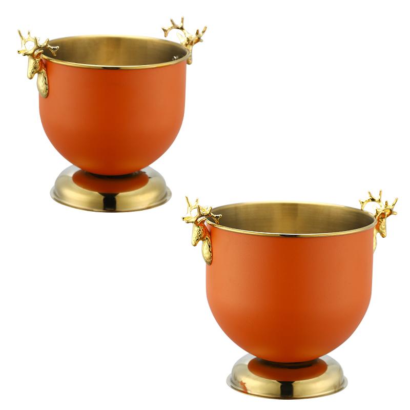 Шампанское, охлажденное вино, пиво, красное вино, куб, бар, КТВ, ведро с двумя ручками, золотое, золотое, толстое, с головой тигра, ведро для льда, шампанское