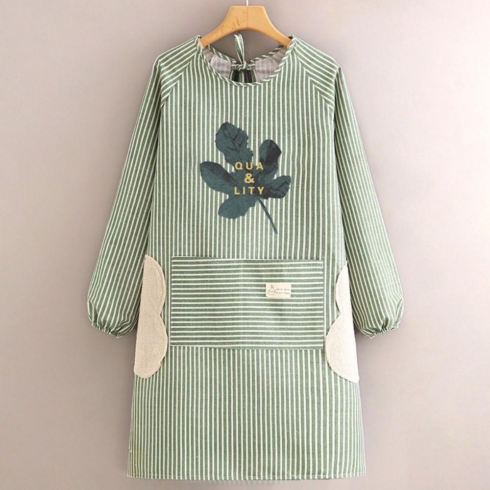 Хлопково-льняной кухонный фартук-халат, дышащий, прочная рабочая одежда, женский