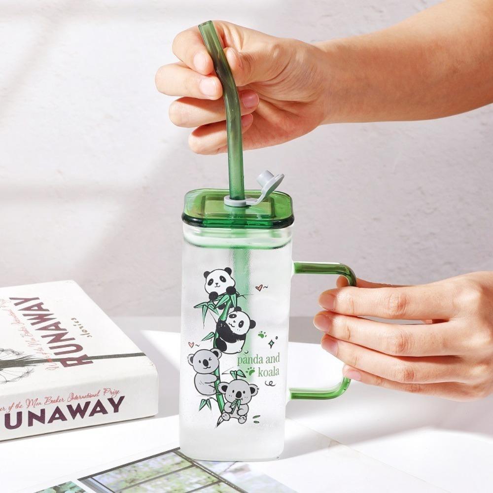 Прозрачный стеклянный стакан с крышкой и соломинкой, квадратный стакан для воды, стильная кофейная чашка, домашний бар