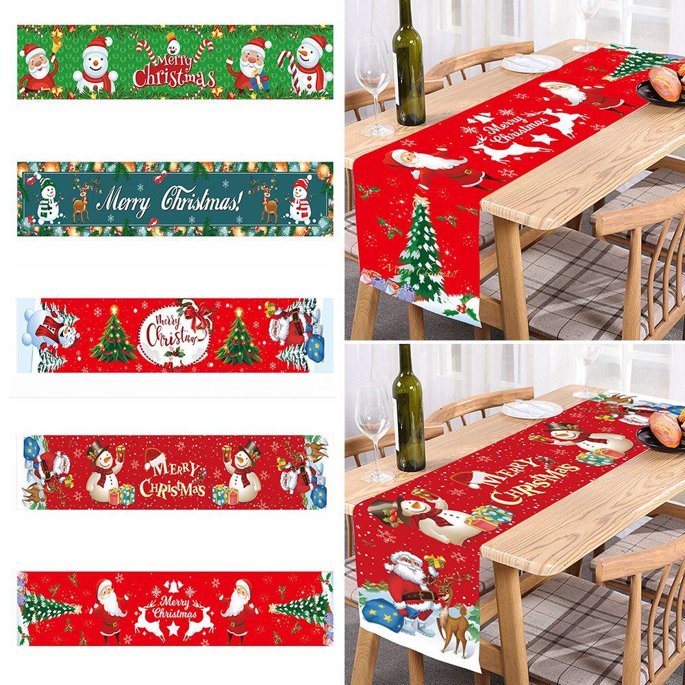 Gifts Ornament Home Christmas Decoration Table Cover Xmas Tablecloth Christmas Table Runner