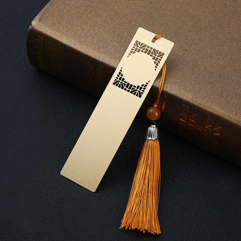 Chinese Retro Bookmark Hollow Brass Bookmark Pendant Set Vintage Style Pattern Bookmark Teacher/friend Gift Student Supplies