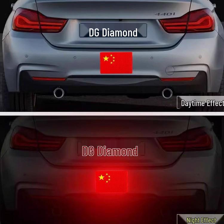 National Day Magnetic Car Sticker: 20 Reflective Five-Star Red Flag Stickers for Patriotic Display