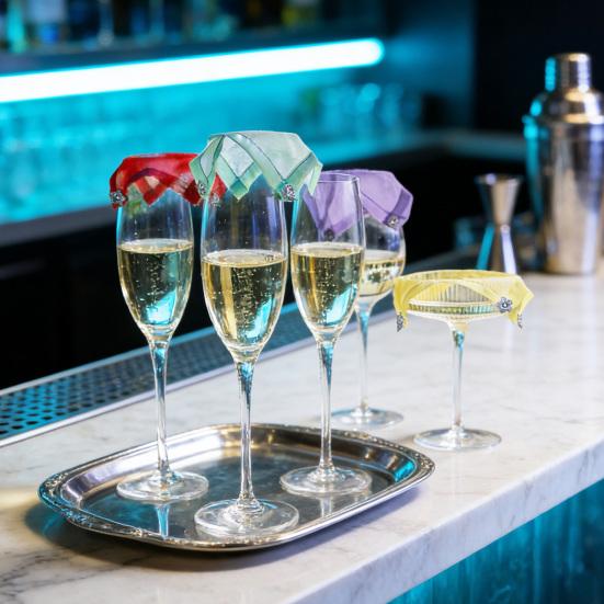 1/4 шт. Крышка для винного бокала Дышащая конструкция решетки Многоразовые тканевые чехлы для винных бокалов Набор с декором в виде цветка и листа Защита от пыли для стекла для вечеринки на открытом воздухе