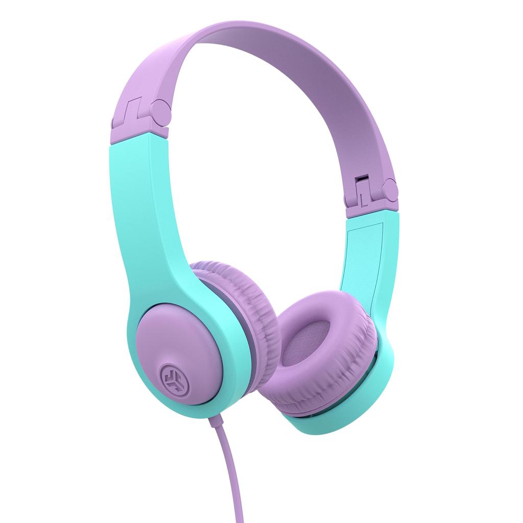 JLab JBuddies Folding Headphones for Ages Volume Limiting Automatically Cuts Sounds Above Children, 2+, Wired, Function, 85dB, Pink/Teal