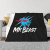 Одеяло с логотипом Mr Beast Fanny Tiger флисовое весенне-осеннее дышащее легкое покрывало для дивана, офиса, одеяло