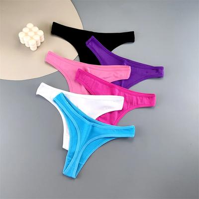 6 шт./компл. Спортивные женские стринги из хлопка, трусики, простые женские бесшовные трусики с низкой посадкой, однотонное Т-образное белье