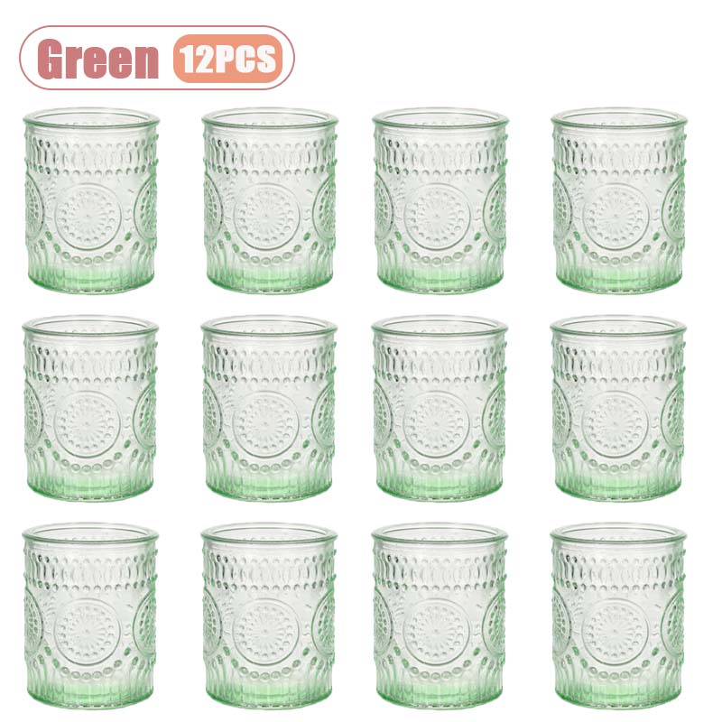 Tall Glass Tea Candle Holder Vintage Depression Green for Wedding Voting Baby Shower Saint Patricks Day Table Centerpiece Decor