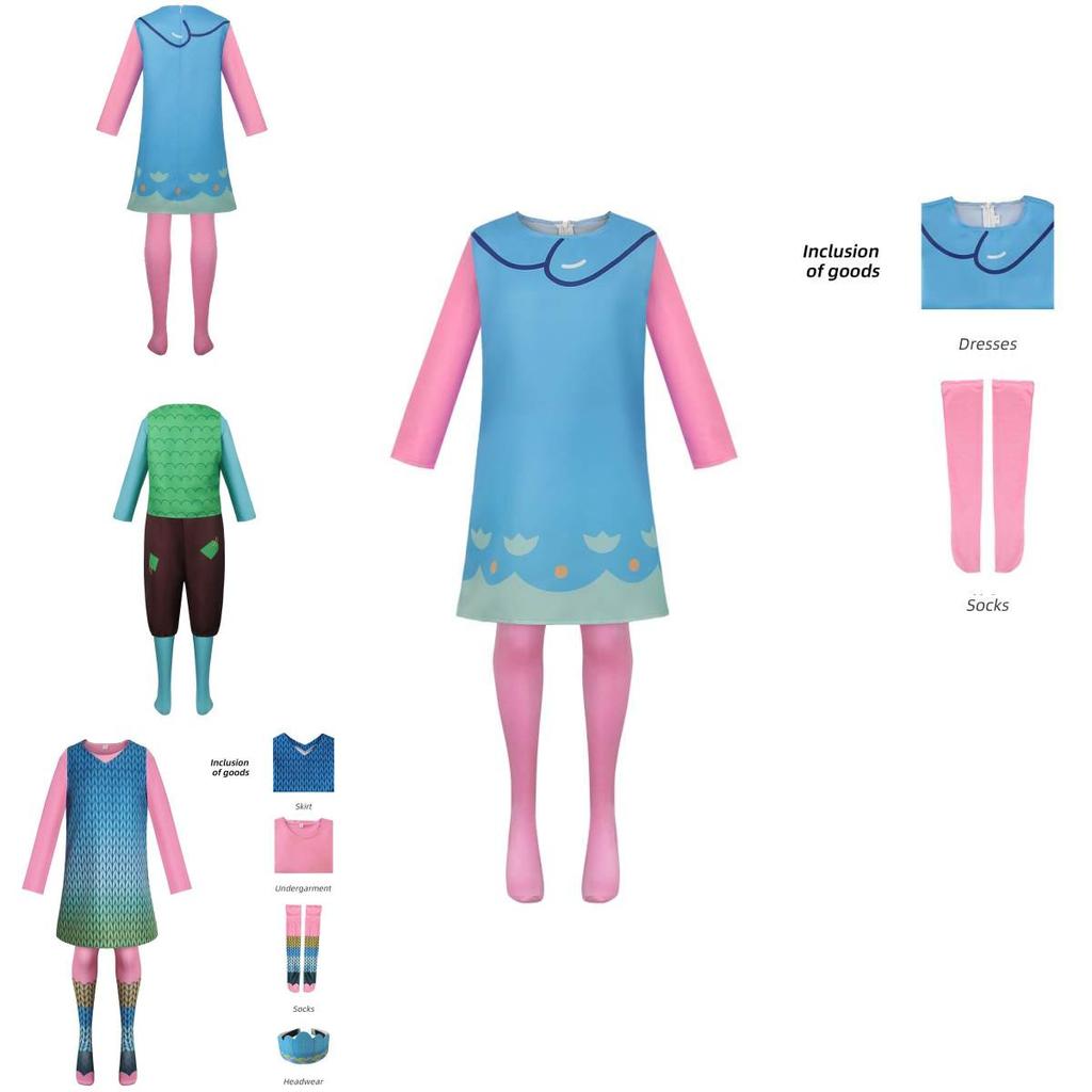 Милый фэнтезийный костюм для косплея тролля Поппи, платье, аниме, Хэллоуин, сценический наряд