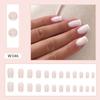 24pcs Detachable Fake Nials Press on Nails Silver Flame Short Square False Nails French White Edge