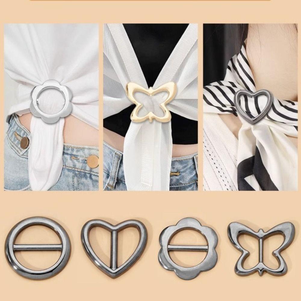 Flower Waist Adjustment Fixed Snap Round Heart Clothing Corner Knotted Buckles Jewelry Women