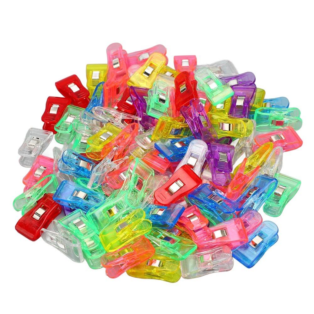 100 Pcs Plastic Colorful Clear Plastic Clip Colorful Transparent Plastic Clip  Home Office