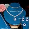 CMM Water Drop Royal Blue Cubic Zirconia Necklace Earrings Ring And Bracelet 4 Piece Wedding Jewelry Set