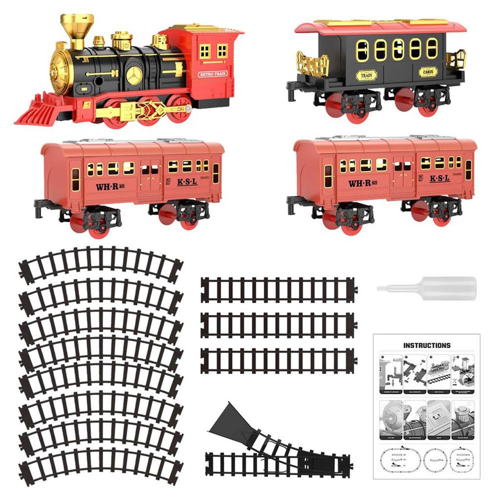 Игровой набор «Горячий паровоз» - Игрушки-паровозики для мальчиков, Свет и звук, Игровой набор «Железная дорога» для под рождественскую елку, Модели паровозиков для малышей 3 4 5 6 7 8+ лет