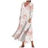 Women's Fashion Casual Print Round Neck 3/4 Sleeve Loose Pocket Dress