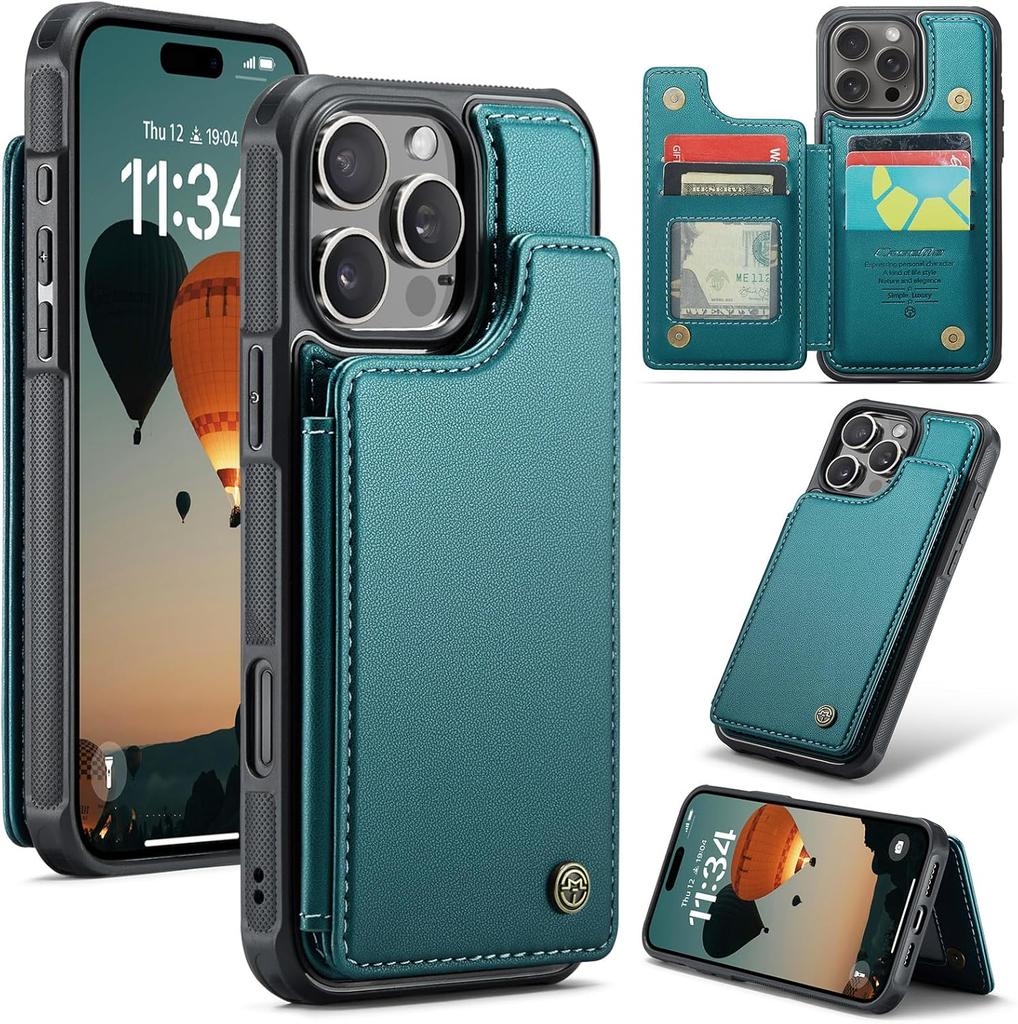 Защитный чехол-кошелек для iPhone с держателем для карт, RFID-экранированием, мужским и женским амортизирующим кожаным держателем, прочный защитный чехол для телефона