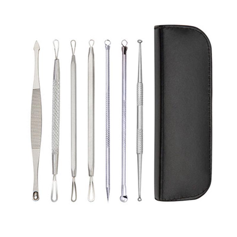 Rose Gold Stainless Steel Blackhead Remover & Pimple Extractor Set - Four-Piece Double-Ended Makeup Kit