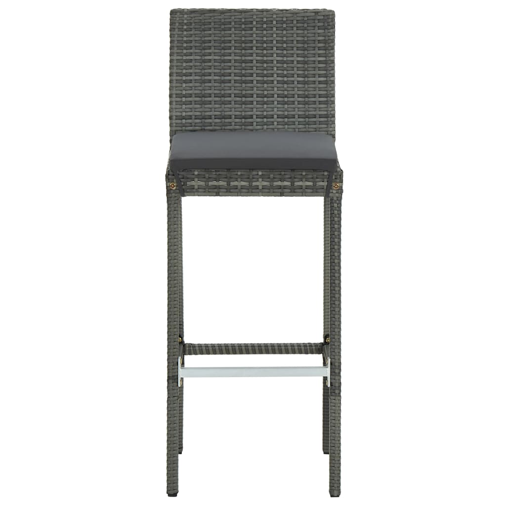 Garden Bar Stool with Cushion 4 pcs Grey Poly Rattan