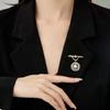 New micro-inlaid zircon geometric niche Libra pendant brooch temperament elegant freshwater pearl suit coat accessories