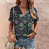 3D Ethnic Printed Summer Women's T-Shirt Short Sleeve Fashion V-Neck Tee Shirt Casual Harajuku Outdoor T Shirt for Ladie Streetwear