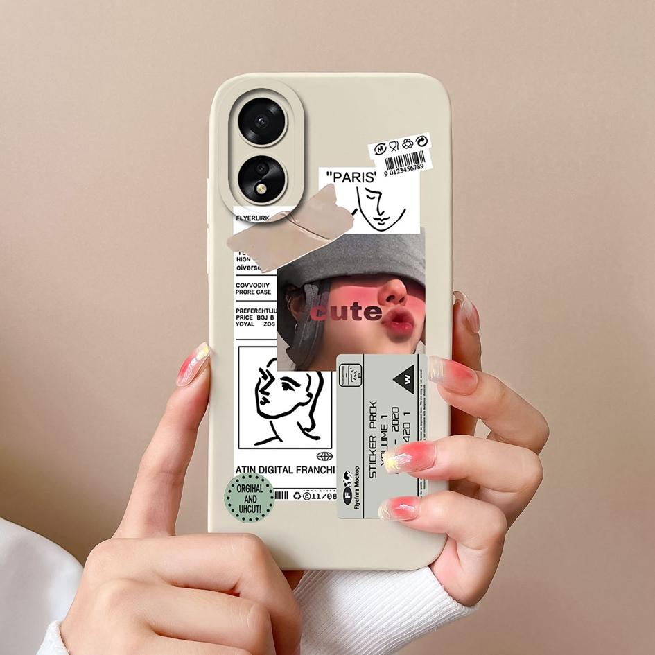Чехол для OPPO A38 A58 A78 Realme 11 Pro Plus A2 A79, модная задняя крышка, матовая жидкая силиконовая защитная пленка для экрана для мальчиков и девочек, чехол для телефона OPPO Shell