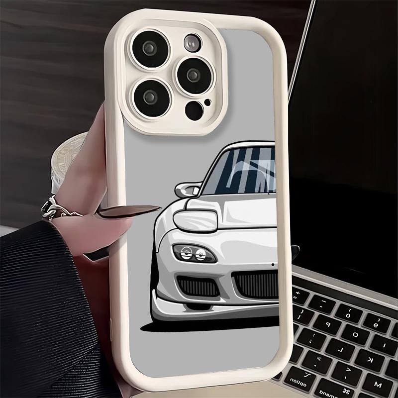 Чехол для телефона iPhone 17 Air 16E 15 16 Pro Max Простой чехол с узором японских спортивных автомобилей 14 Plus 13 12 Mini Мягкий силиконовый чехол