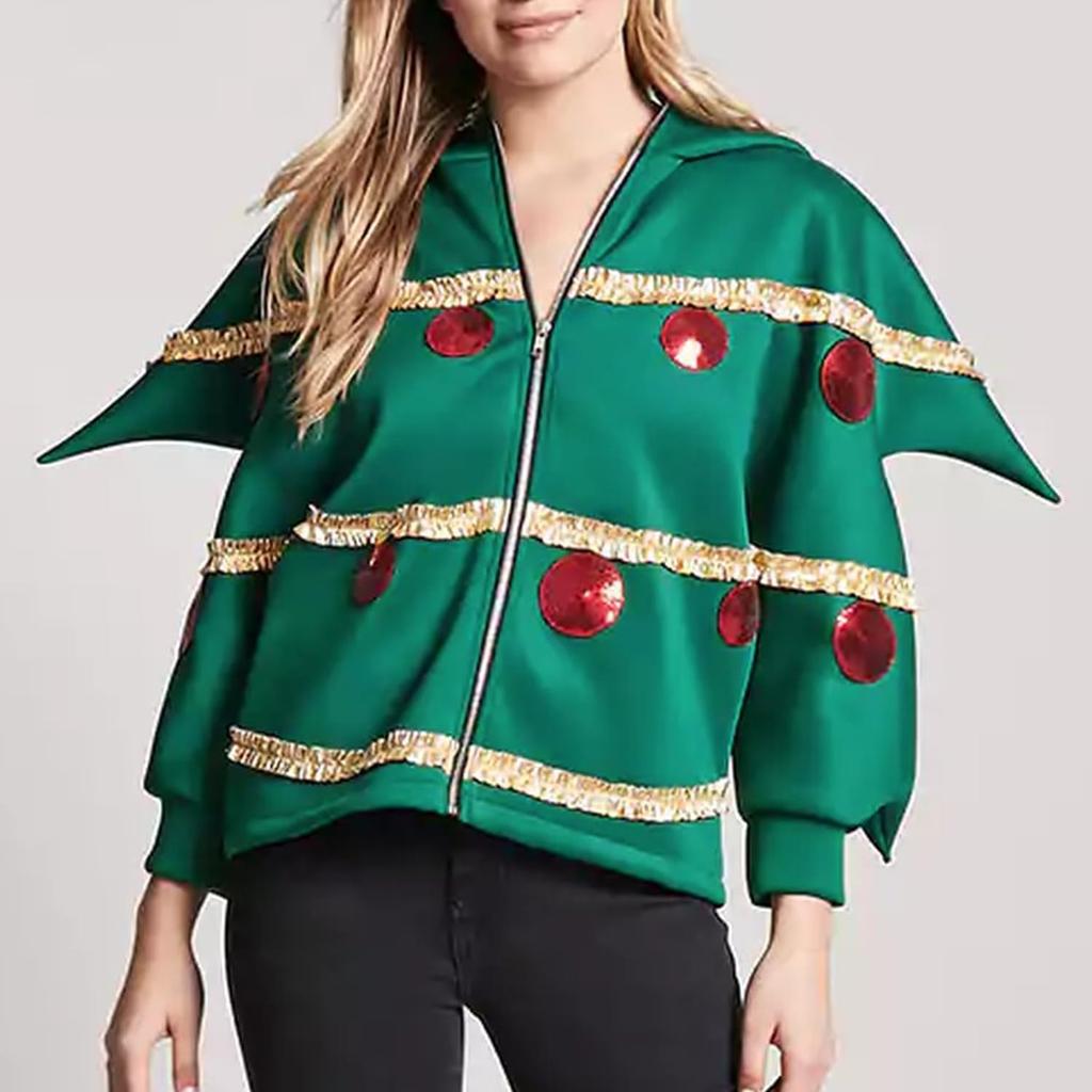 Women's Christmas Tree Hooded Cape Adult Cosplay Costume