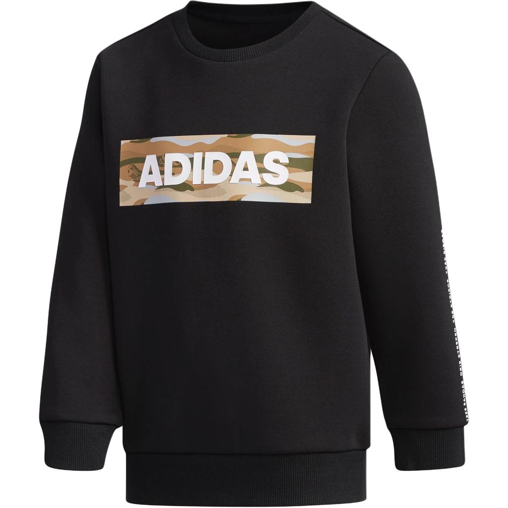 adidas Толстовка Серия Спортивный Стиль Жизни Удобная Теплая С круглым вырезом Детские топы Черный DY9230
