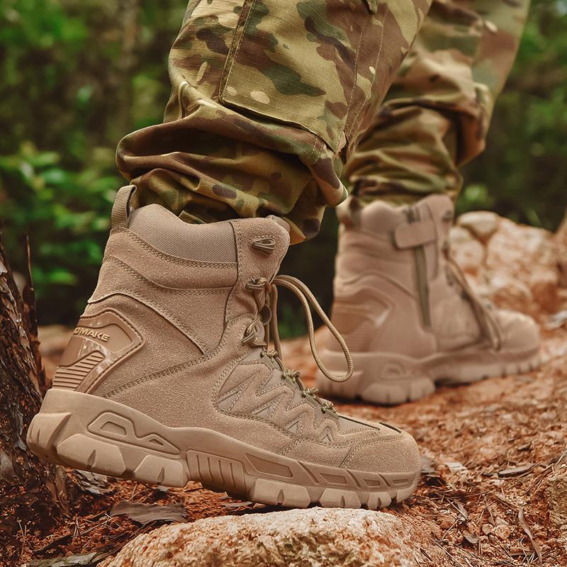 Men Adventure Outdoor Khaki Combat Boots Plus Size Jungle Cross-country Hiking Shoes Green Desert Boots