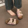 Cool slippers women's summer outer wear 2025 new retro casual round head belt buckle hollow muffin thick-soled slippers