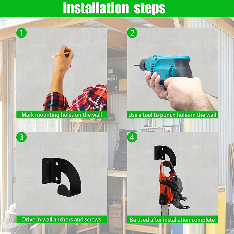 Heavy Duty Metal Chainsaw Wall Mount Hanger,Workshop Tool Storage Rack,Hanging Holder for Garden Trimmers,Lawn Mower&Hedge Shear