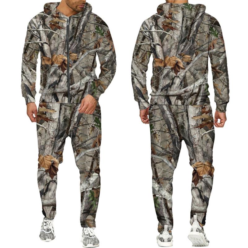 Осенне-зимние камуфляжные спортивные костюмы с кленовыми листьями и 3D-молнией, мужские спортивные костюмы на открытом воздухе, рыбалке, кемпинге, охоте, уличные костюмы унисекс