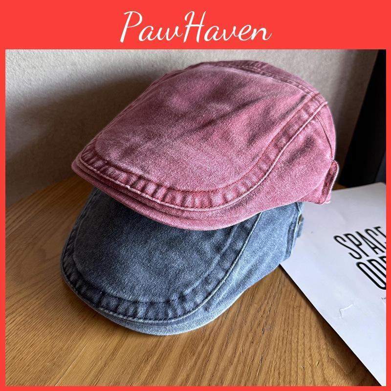 Waterwashed Cotton Retro Beret Hat With Breathable And Sunshade Features For Men And Women