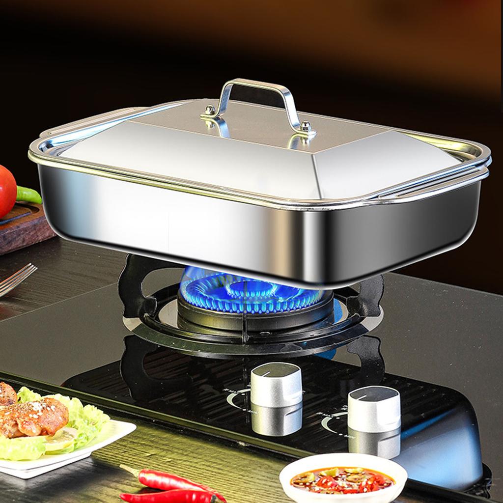 Multifunctional Stainless Steel Serving Tray Square Silver Food Platter Rust Resistant Dishwasher Safe Dinner Tray