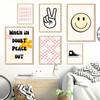 Minimalist Retro Smiley Wall Art Quote Poster Picture Set 6 Indie Room Canvas Painting Clothshoes Girl Dorm Kid Home Decor Mural