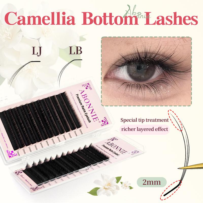 Abonnie LJ LB Pre-Bundled Bottom Eyelashes J B Camellia Lashes Automatic Fanning 5-7mm Eyelash Extensions Comic Lashes Manga