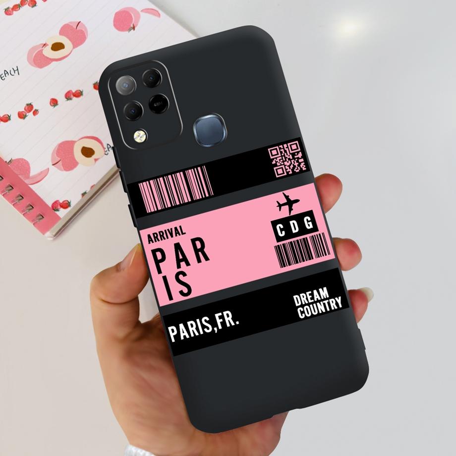 For Infinix Hot 11 G37 4G Case Cover Soft TPU Black Silicone Funda for Infinix Hot11 G37 Infinix X689F Fashion Pattern Bumper