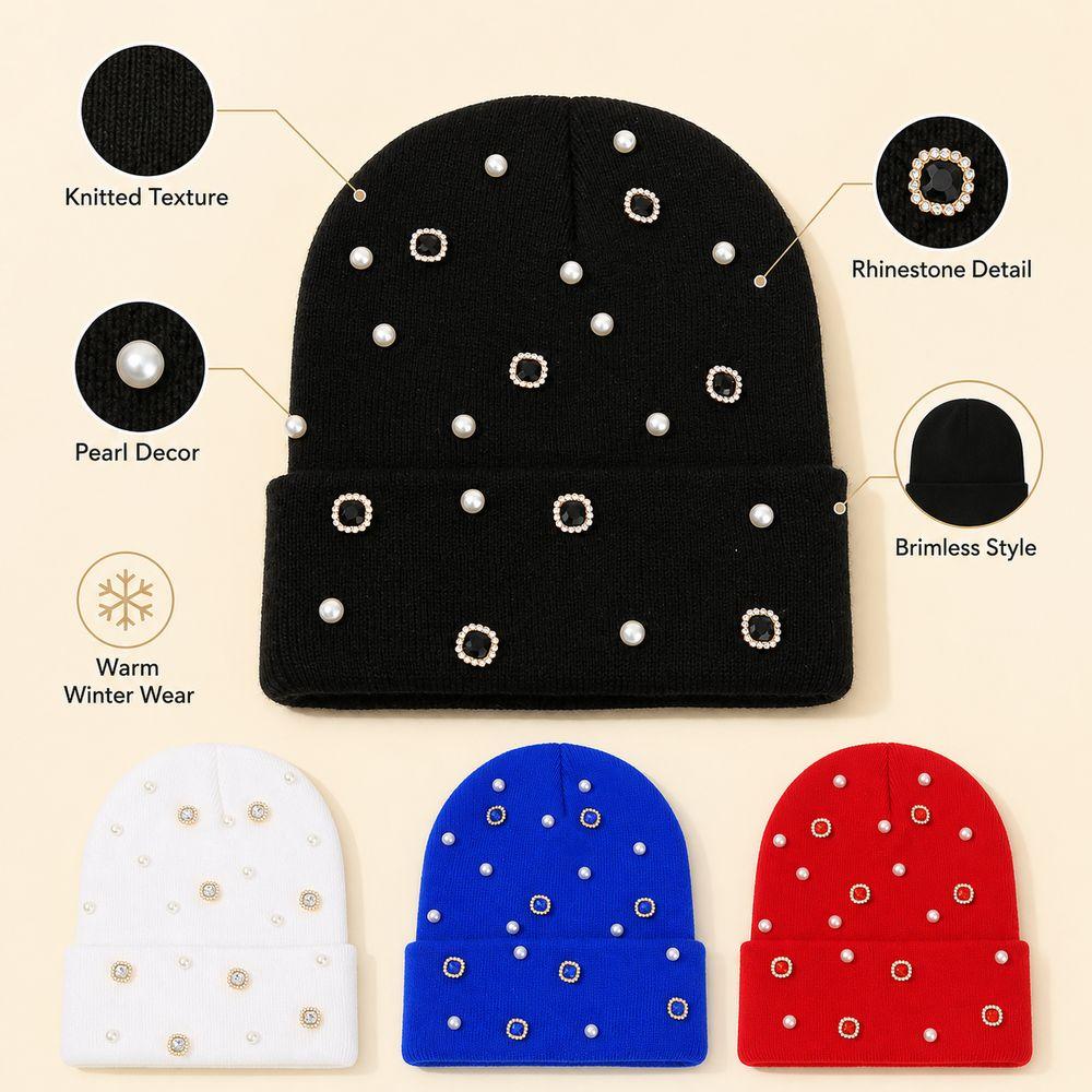Brimless Style Knitted Beanie Hat Knitted Texture Brimless Skull Cap Fashion Cold Cap  Women