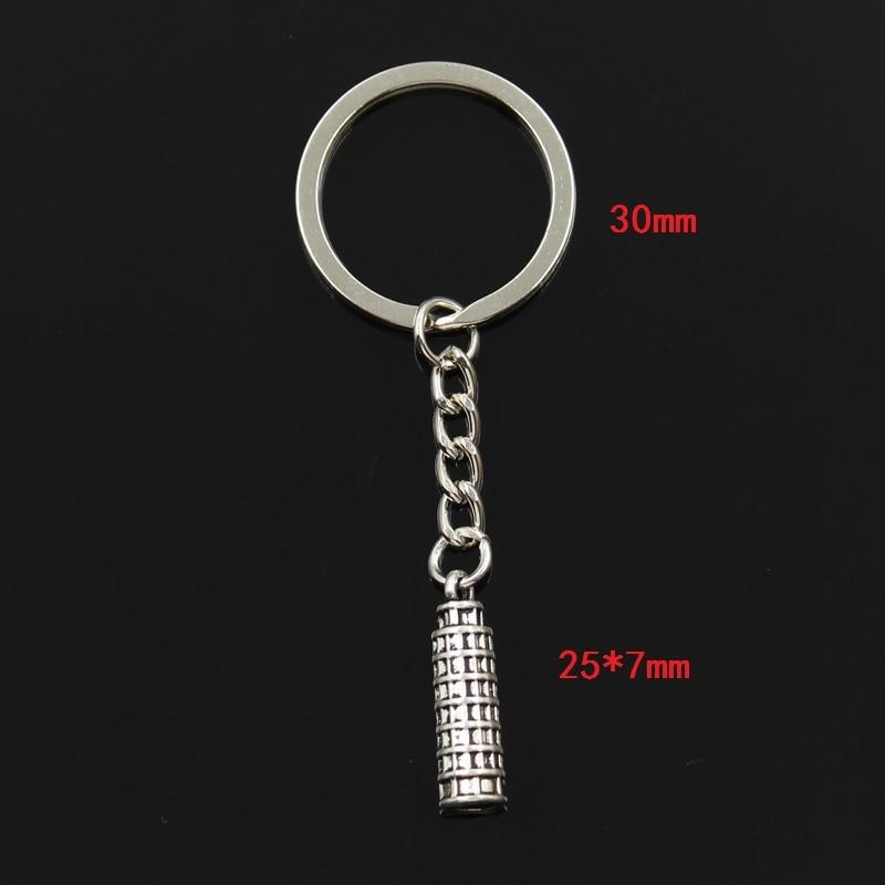 Fashion 30mm Key Ring Metal Key Chain Keychain Jewelry Antique Bronze   Leaning Tower Of Pisa Italy 25x7mm Pendant