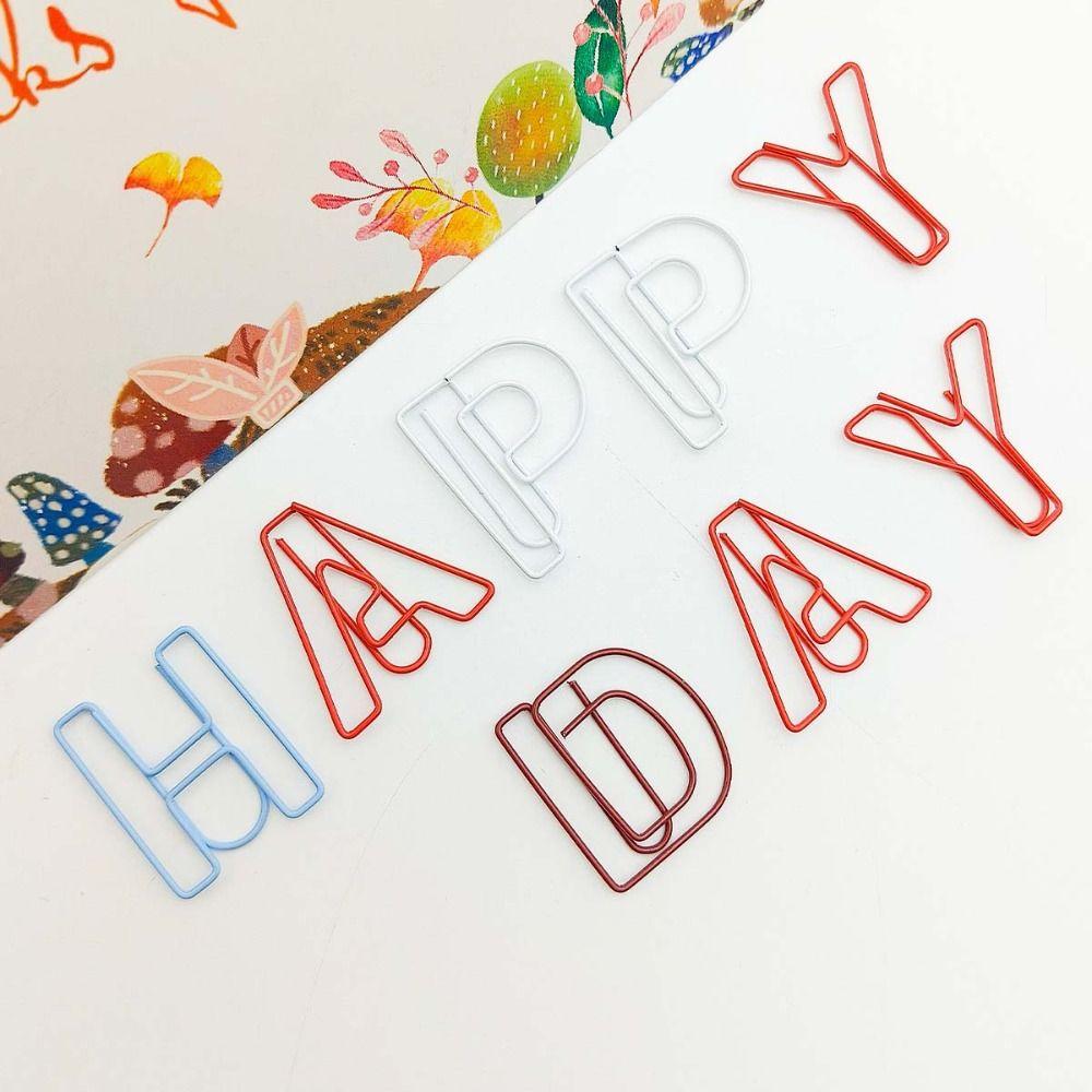 26pcs Bookmark Letter Paper Clips Hollow Paper Clamps Kawaii Alphabet Paper Clips Office Supply