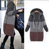 Women Zipper Open Hooded Fleece Sweatshirt Long Coat Jacket Tops Outwear