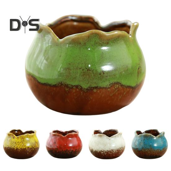 Экологичный цветочный горшок с гладкими краями, практичный керамический цветочный горшок для растений на открытом воздухе, контейнер