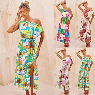 Элегантная облегающая юбка с принтом «Темперамент», однотонный воротник, платье с разрезным поясом