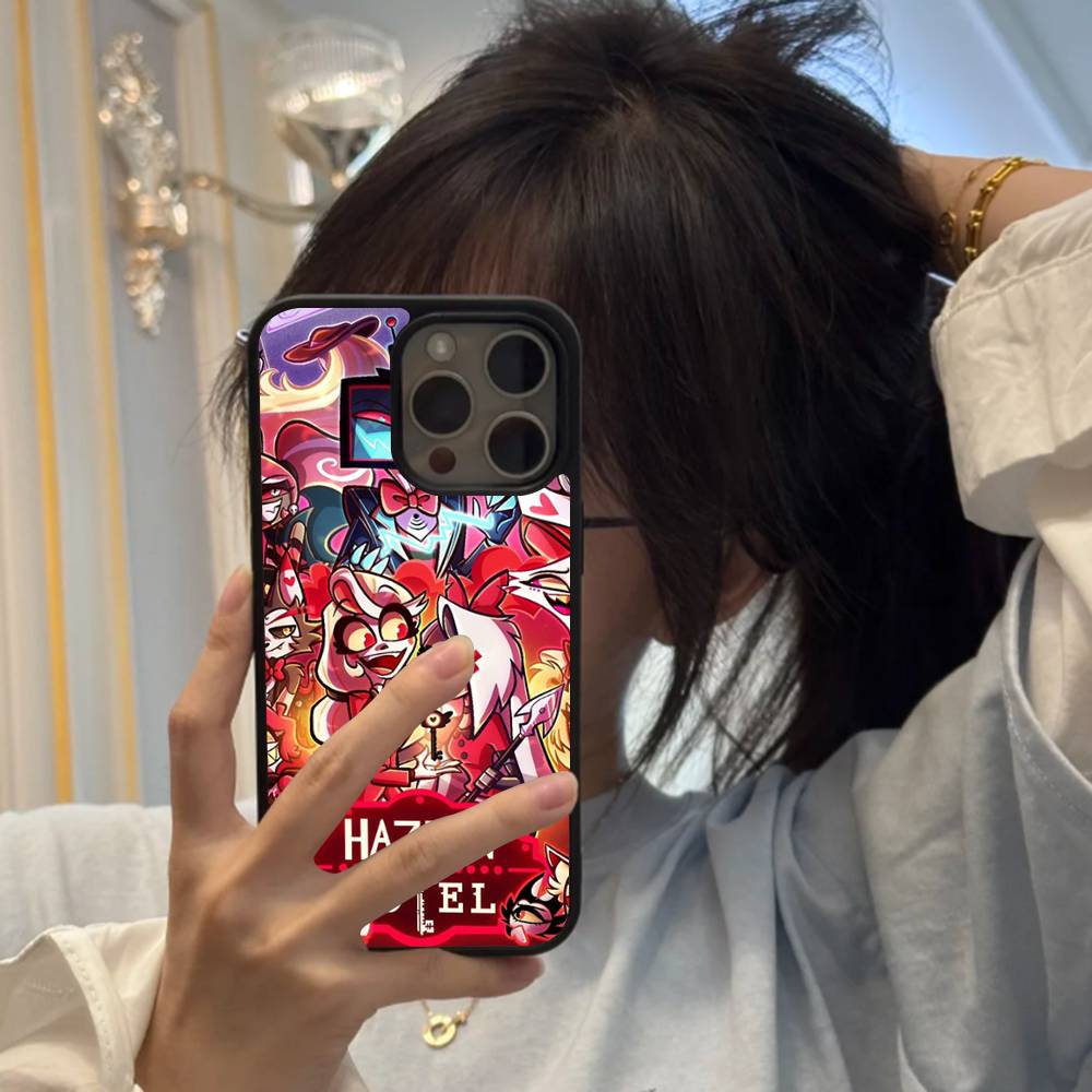 H-Hazbin Hotel Черный Жесткий Пластиковый Чехол Для Телефона Для Iphone 17 Air 16 15 14 13 12 11 Pro Max PC TPU