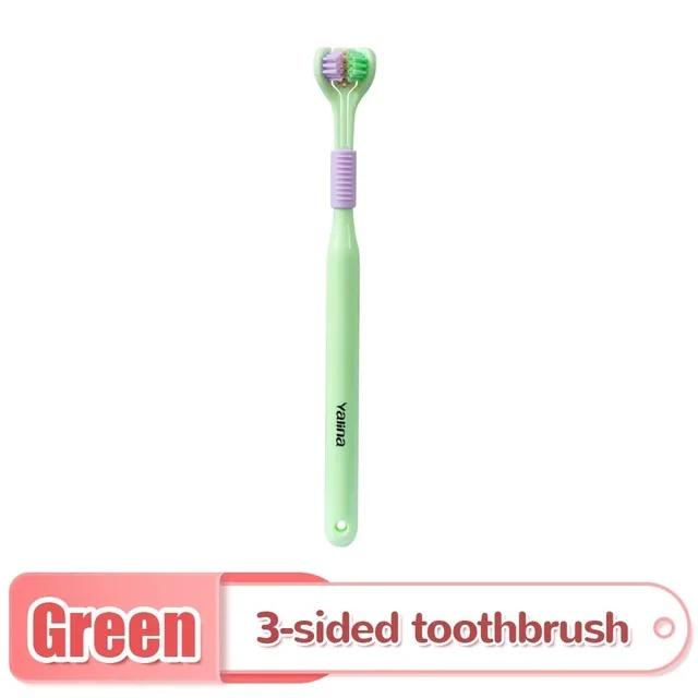 3D Stereo Three Sided Toothbrush Ultra Fine Soft Hair Adult Toothbrush Tongue Scraper Deep Cleaning Health Oral Care Teeth Brush