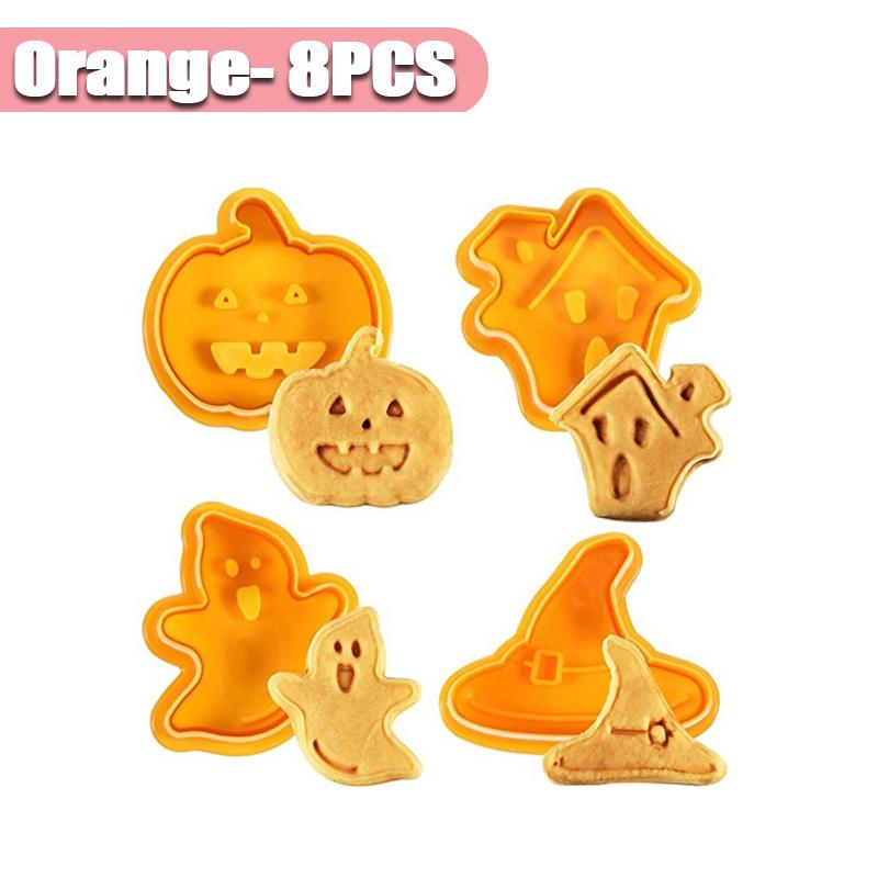 Набор формочек для печенья на Хэллоуин, тыква, привидение, череп, форма для печенья, 3D-форма для прессования печенья, украшение торта, детские инструменты для выпечки